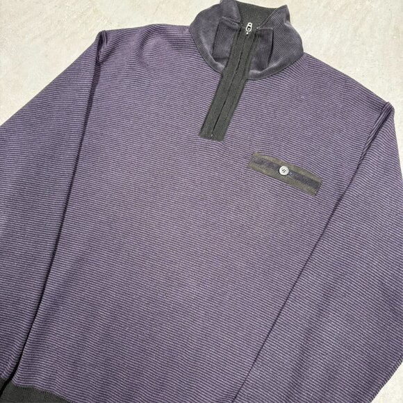 Vintage Serica Merino Wool Knit Sweater 1/4 Zip Made in Italy Purple XL - Picture 2 of 9